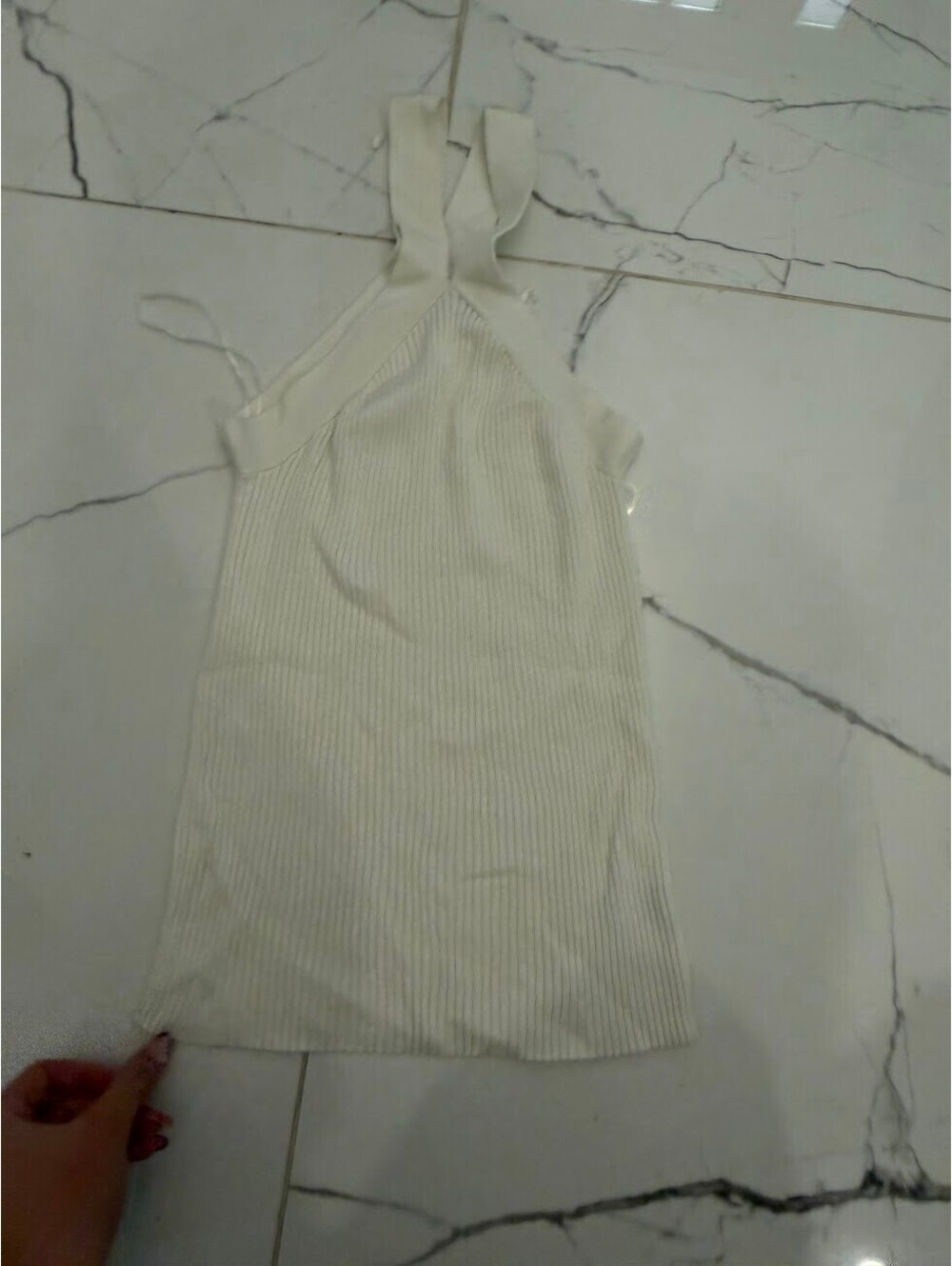 Worthington White Ribbed Halter Tank Top Size S
